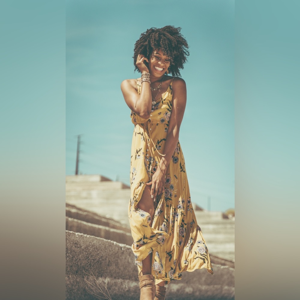 Yellow maxi dress